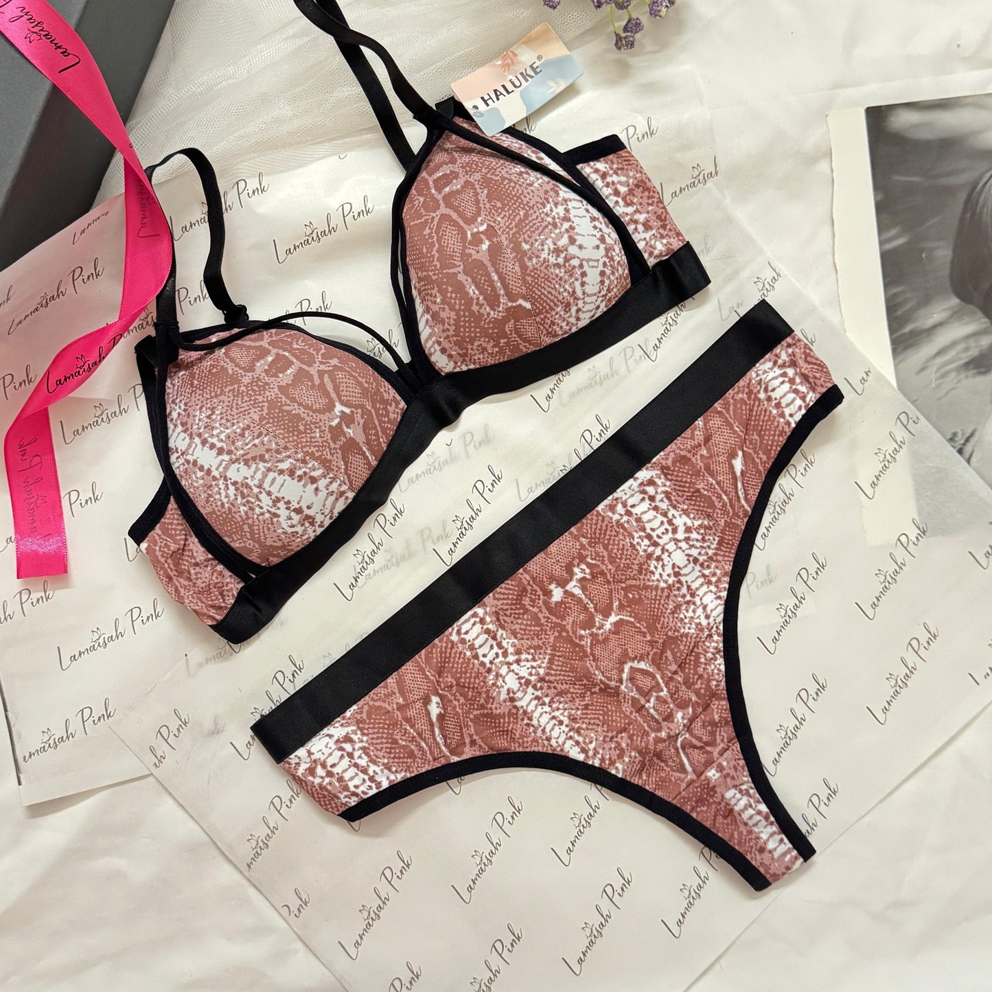 Snake Print Free Size Bra Set🐍