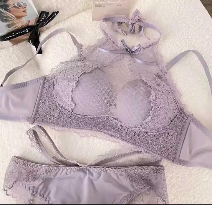 Front Net Covered Bra Set