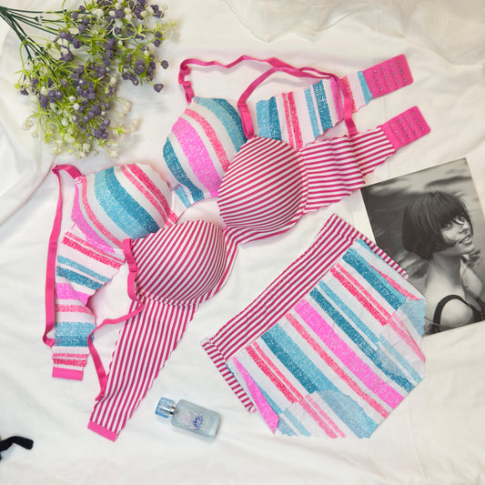 Wired Funky Stripes Print Bra Set