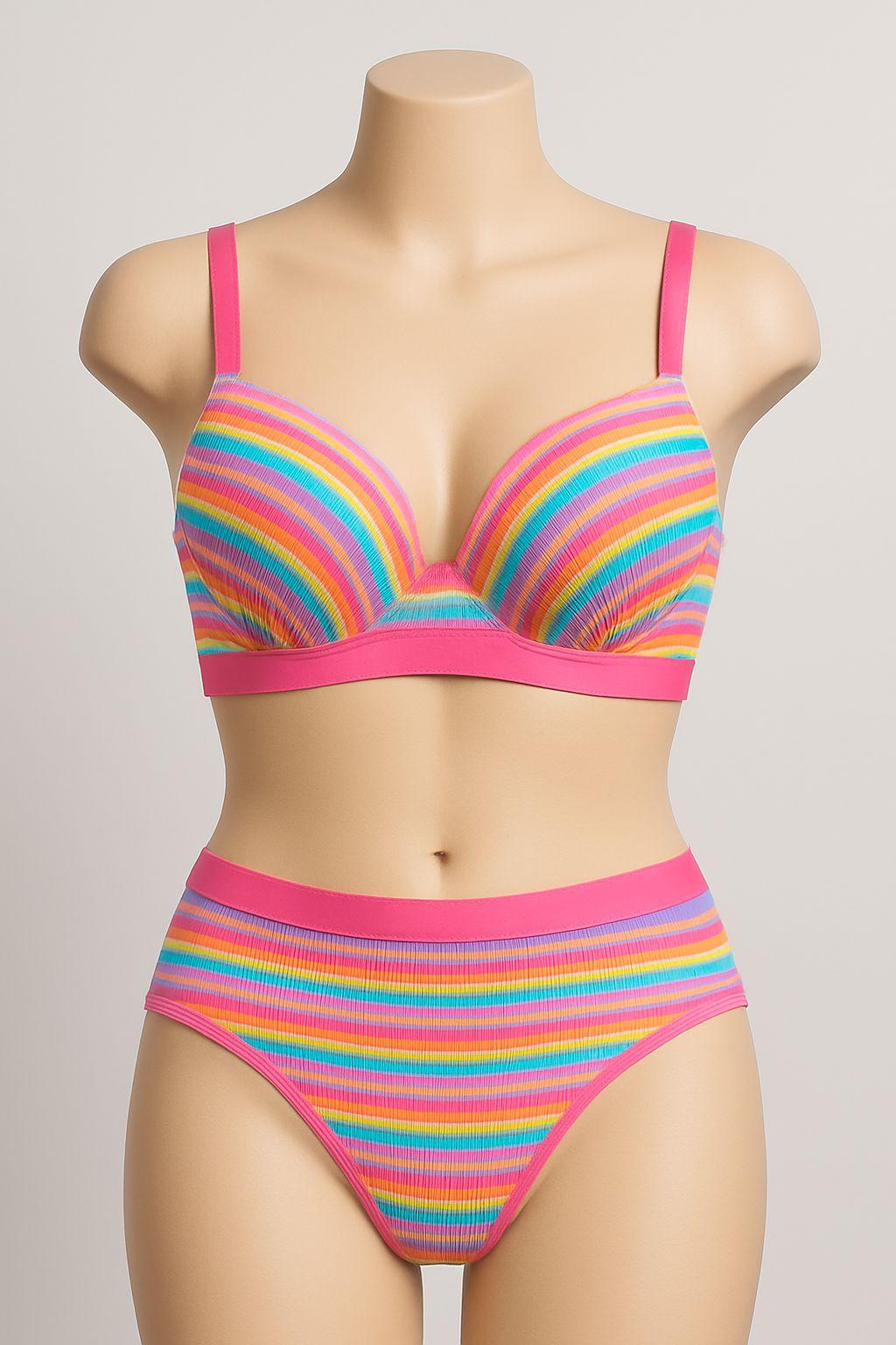 Rainbow Single Padded Bra Set