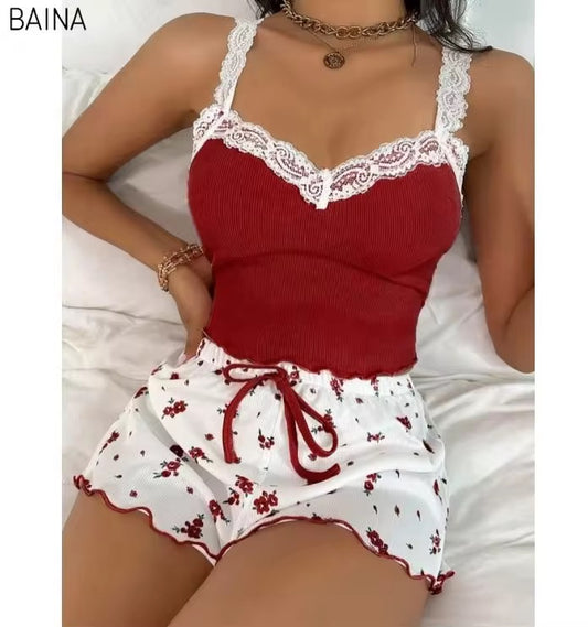 Small Floral Print Shorts and Cami Set