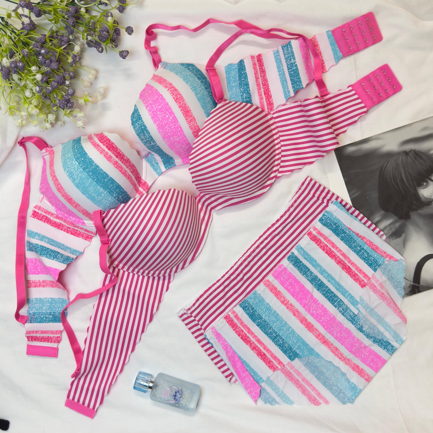 Wired Funky Stripes Print Bra Set
