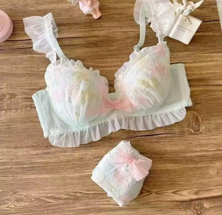 Floral Embroidered Bra Set