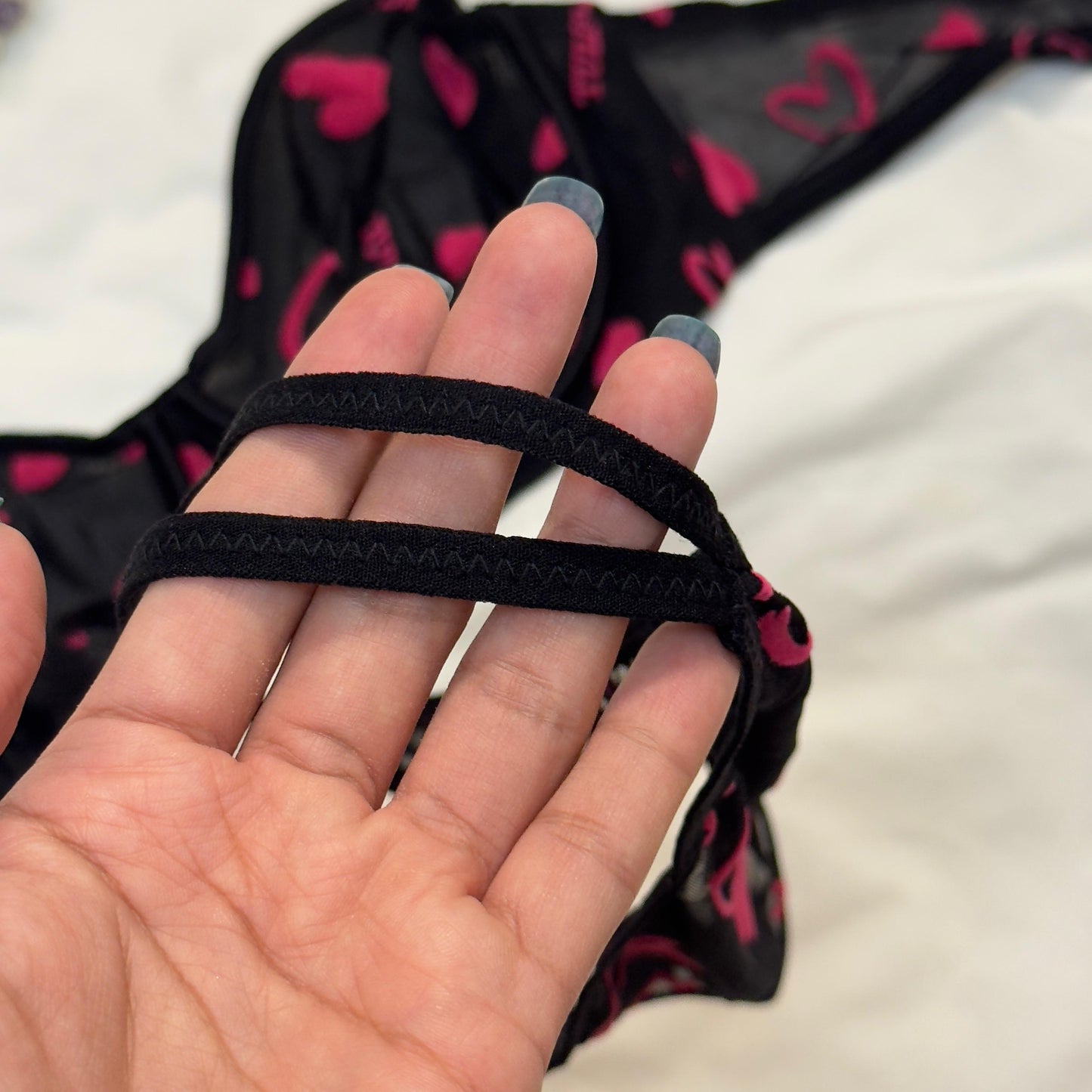 Net Love Print in Velvet Bra Set