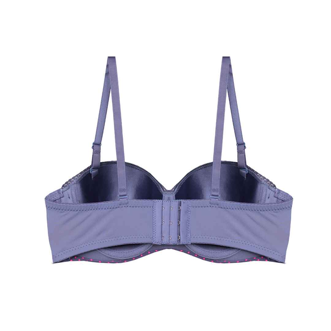 Polka Dots Half Cup Wired Push-up Bra with Removable Straps