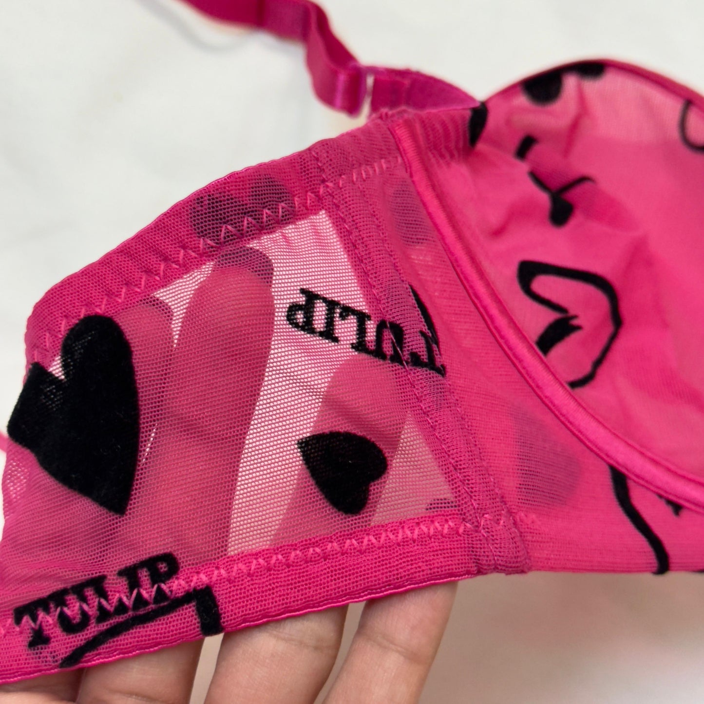 Net Love Print in Velvet Bra Set