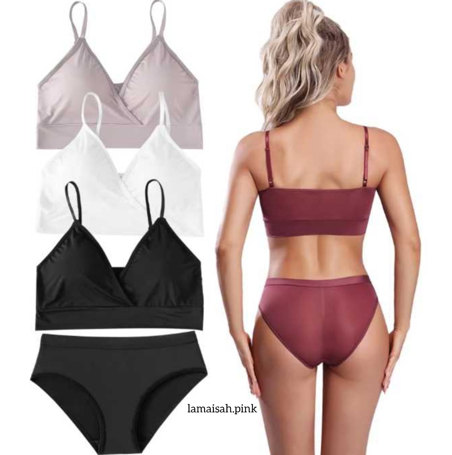 Deep Neck Bra Set