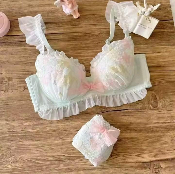 Floral Embroidered Bra Set