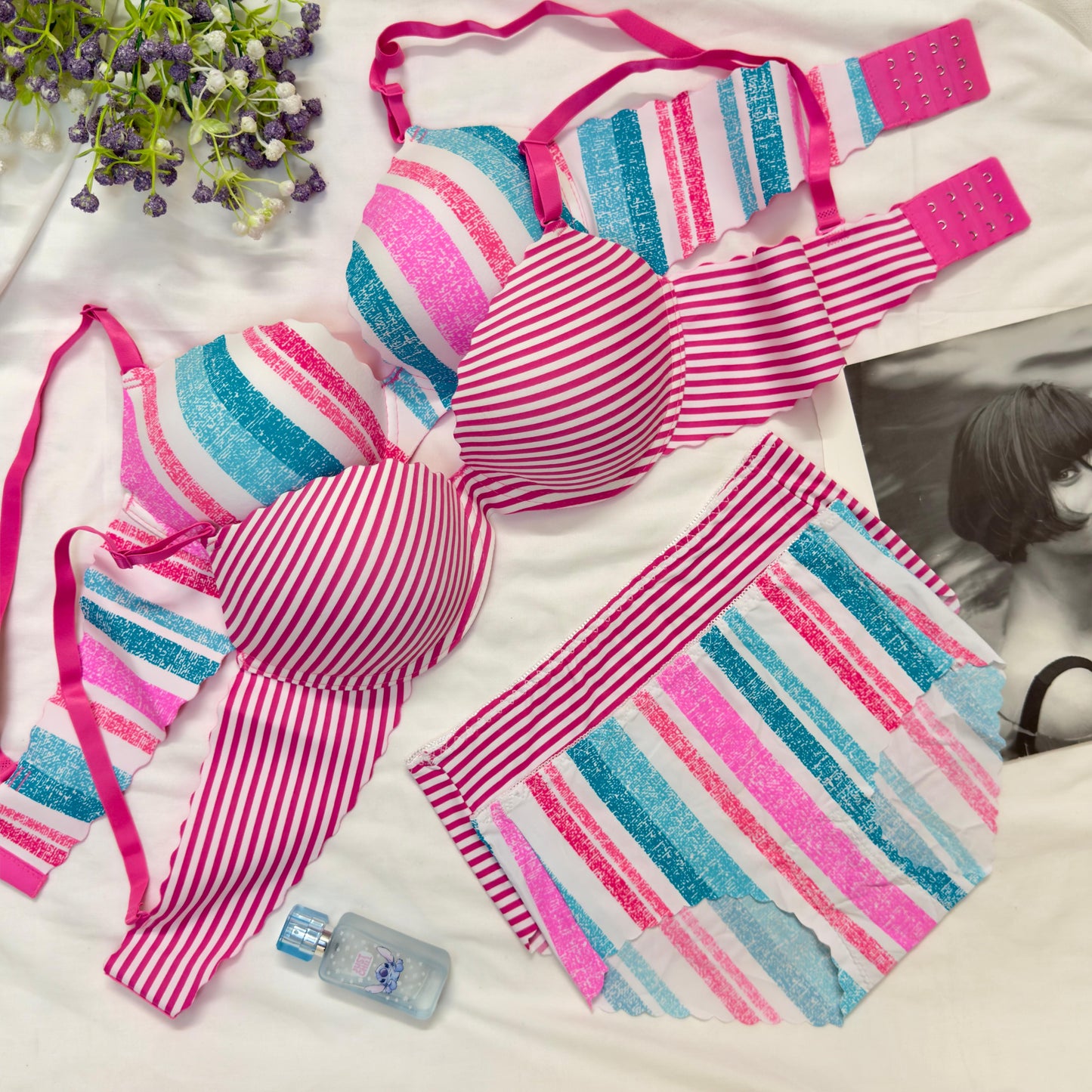 Wired Funky Stripes Print Bra Set