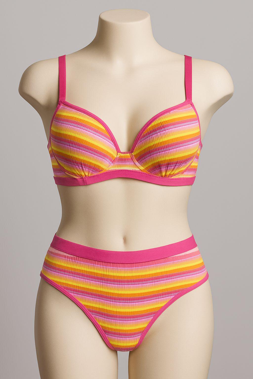 Rainbow Single Padded Bra Set