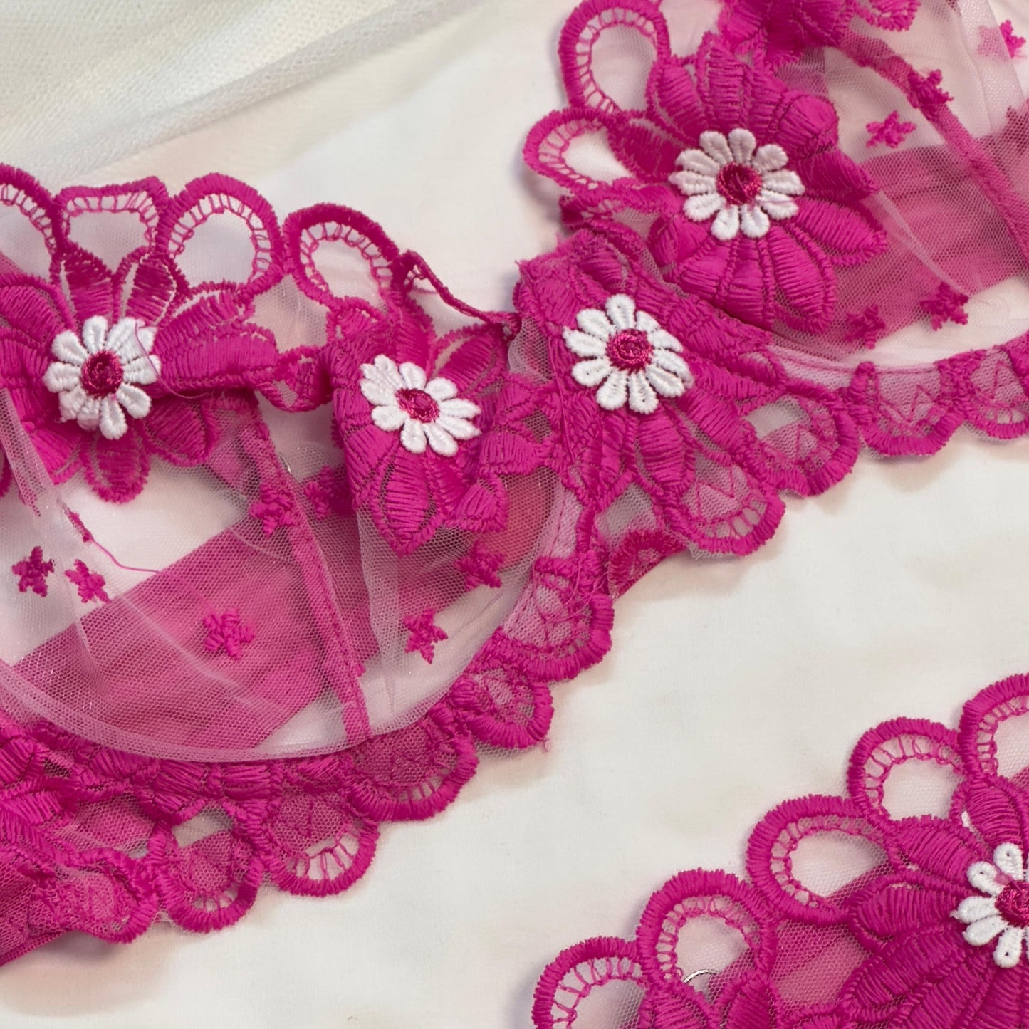 Summer Pink Net Bra Set