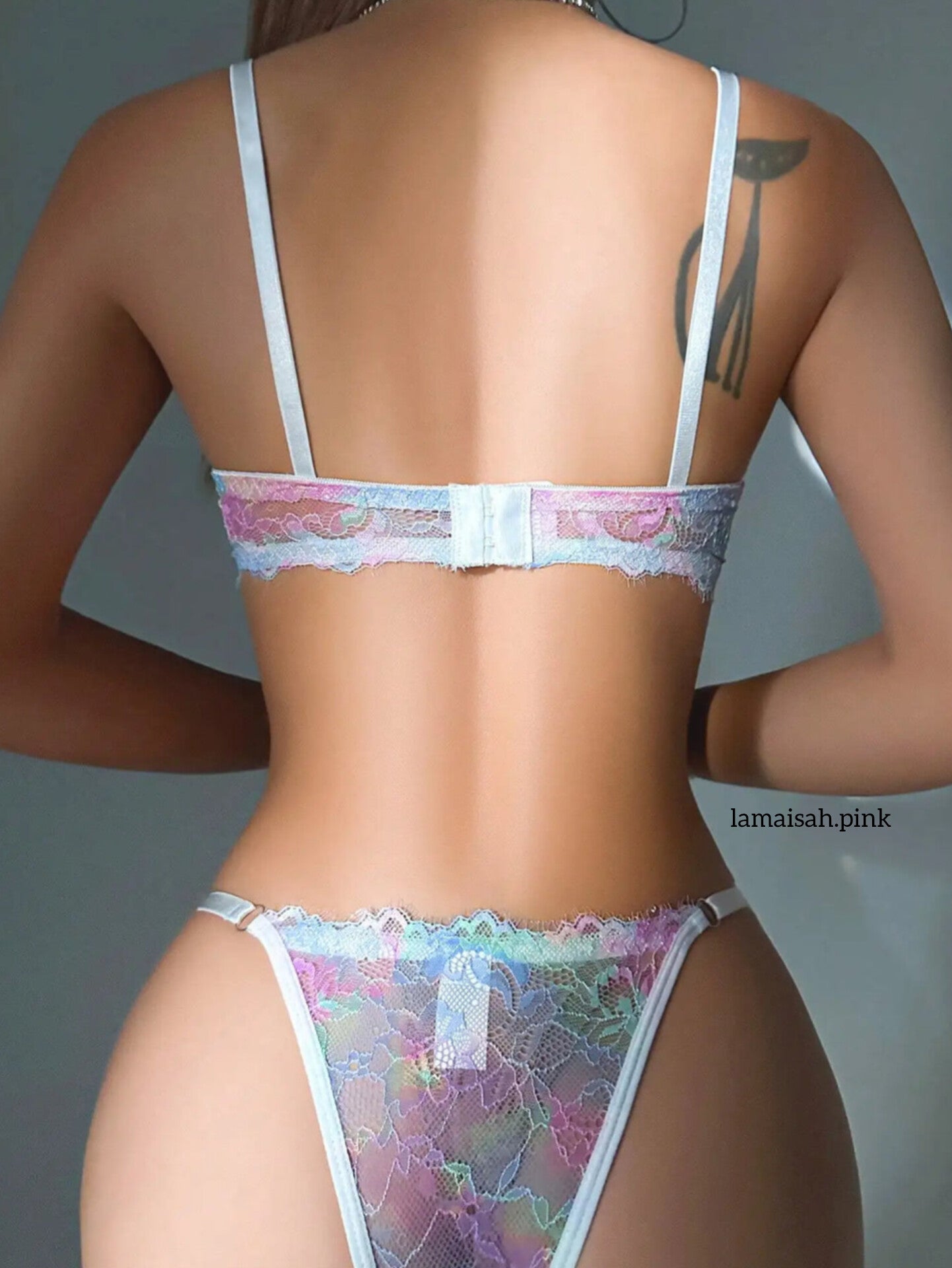 Multi Colour Net Bra Set