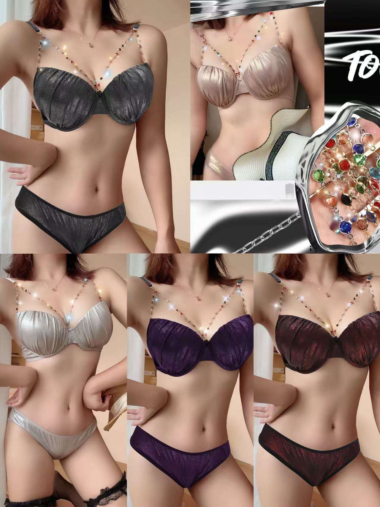Fancy Beads Strap Bra set(Removable starps)
