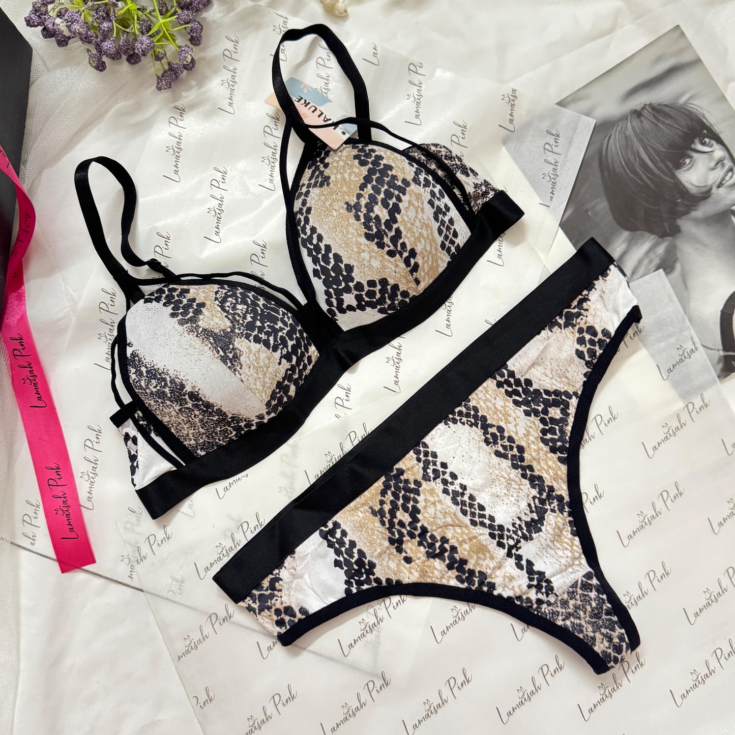 Snake Print Free Size Bra Set🐍