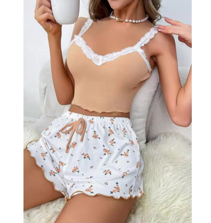 Small Floral Print Shorts and Cami Set