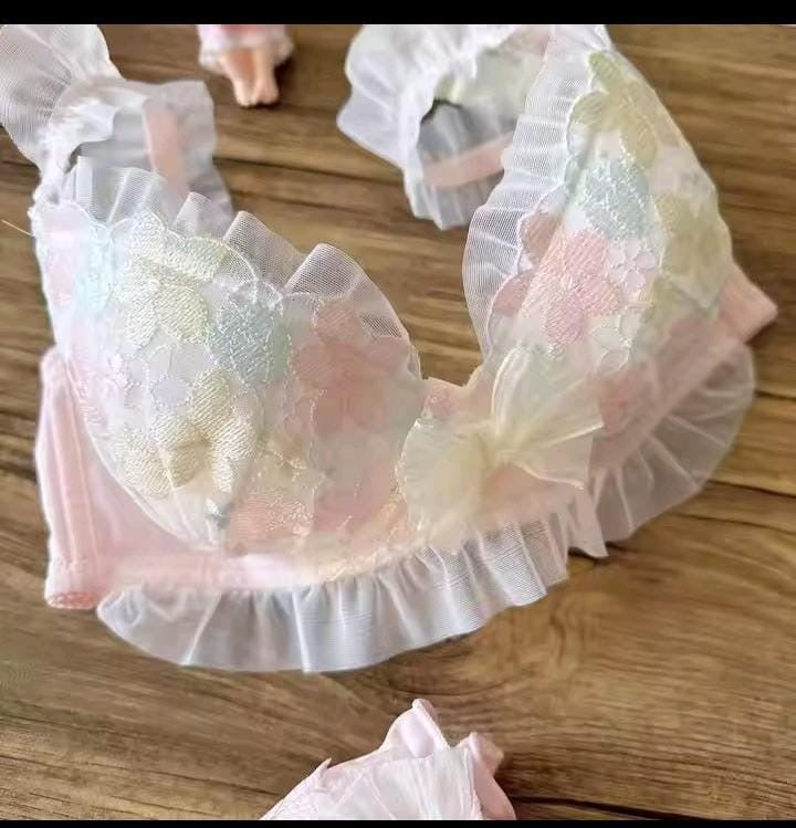 Floral Embroidered Bra Set