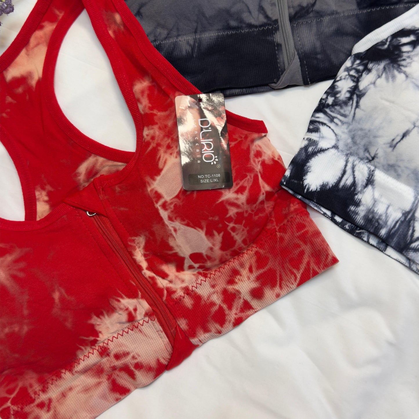 Front Zipper Tie & Dye Sports Bra