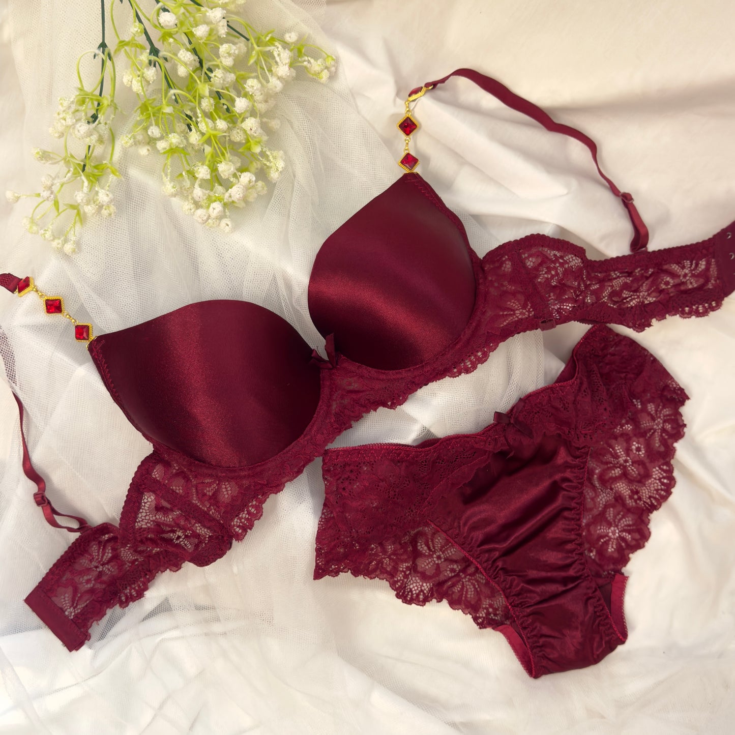 Ruby Studded Bra Set