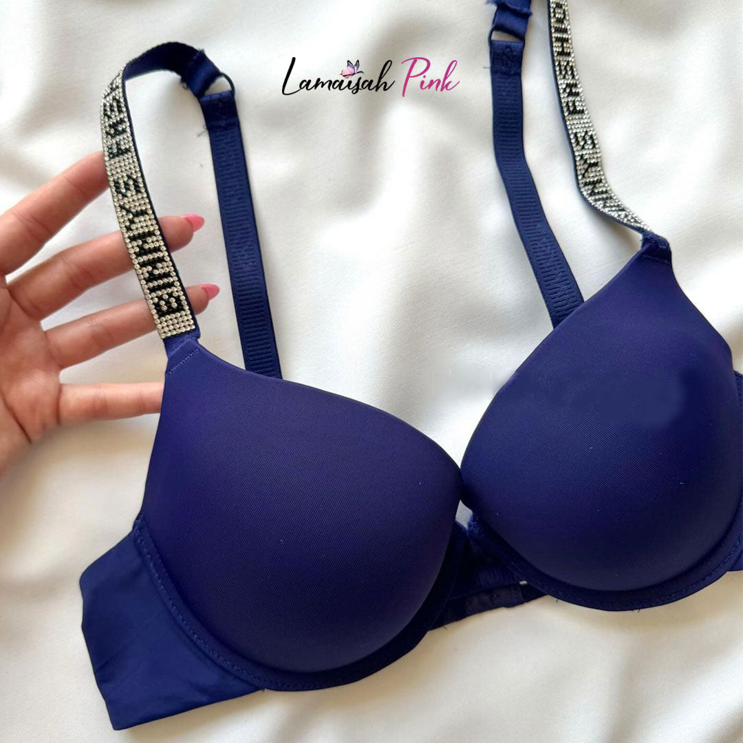 Rhinestone Shoulder Strap Bra
