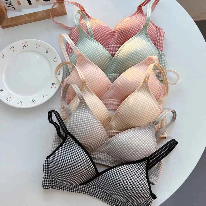 Check Design Thin Pad Non-Wire Bra