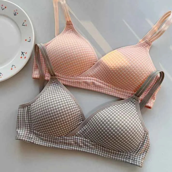 Check Design Thin Pad Non-Wire Bra