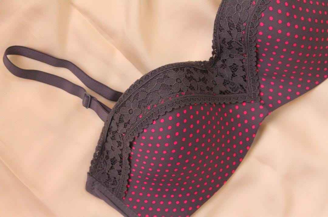 Polka Dots Half Cup Wired Push-up Bra with Removable Straps