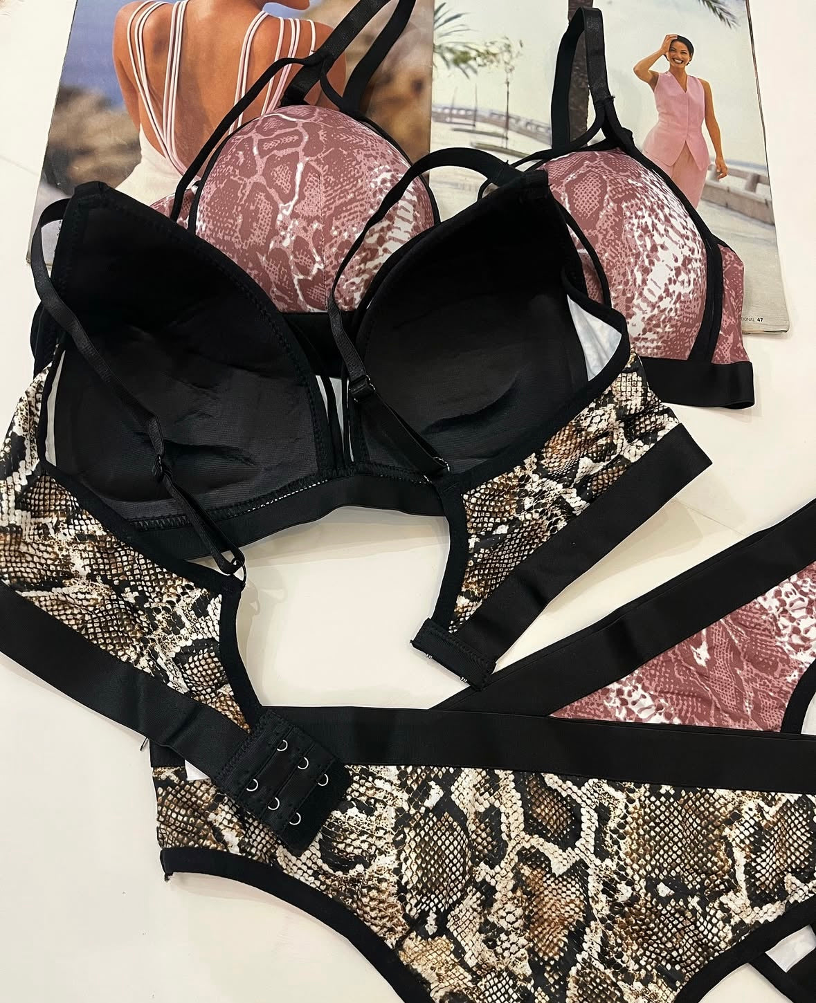 Snake Print Free Size Bra Set🐍