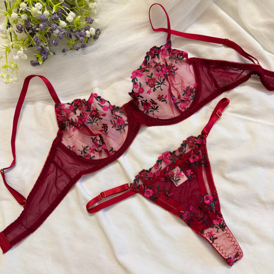 Net Bra Set # 7(Maroon)