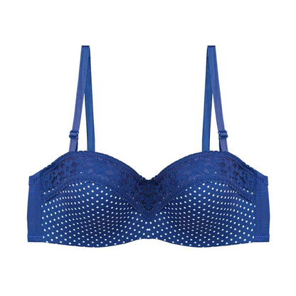 Polka Dots Half Cup Wired Push-up Bra with Removable Straps