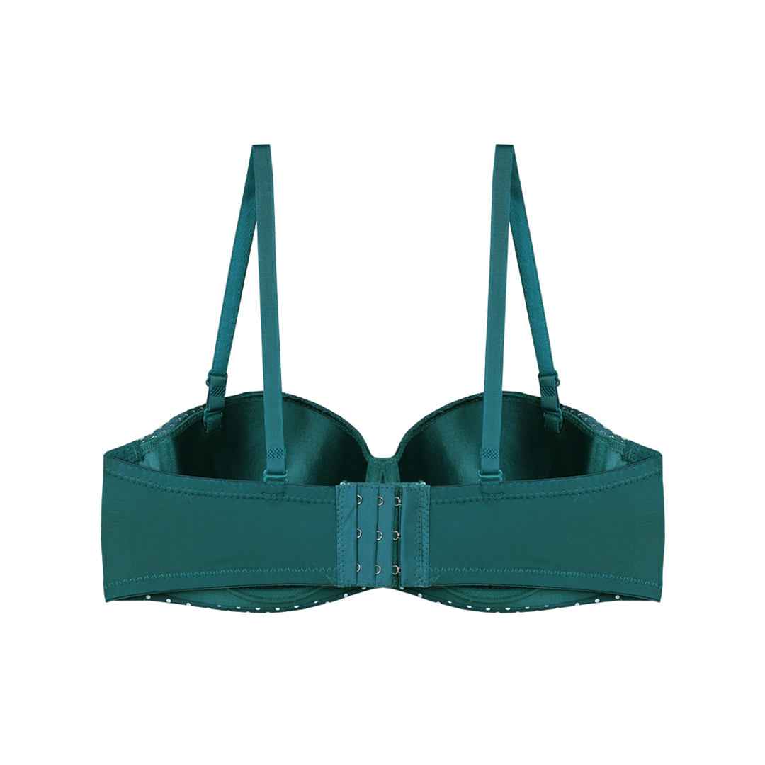 Polka Dots Half Cup Wired Push-up Bra with Removable Straps