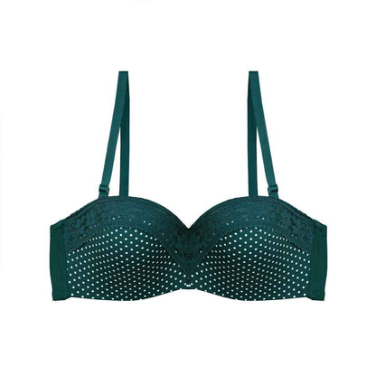 Polka Dots Half Cup Wired Push-up Bra with Removable Straps