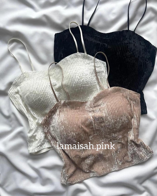 Velvet Look Crop Top
