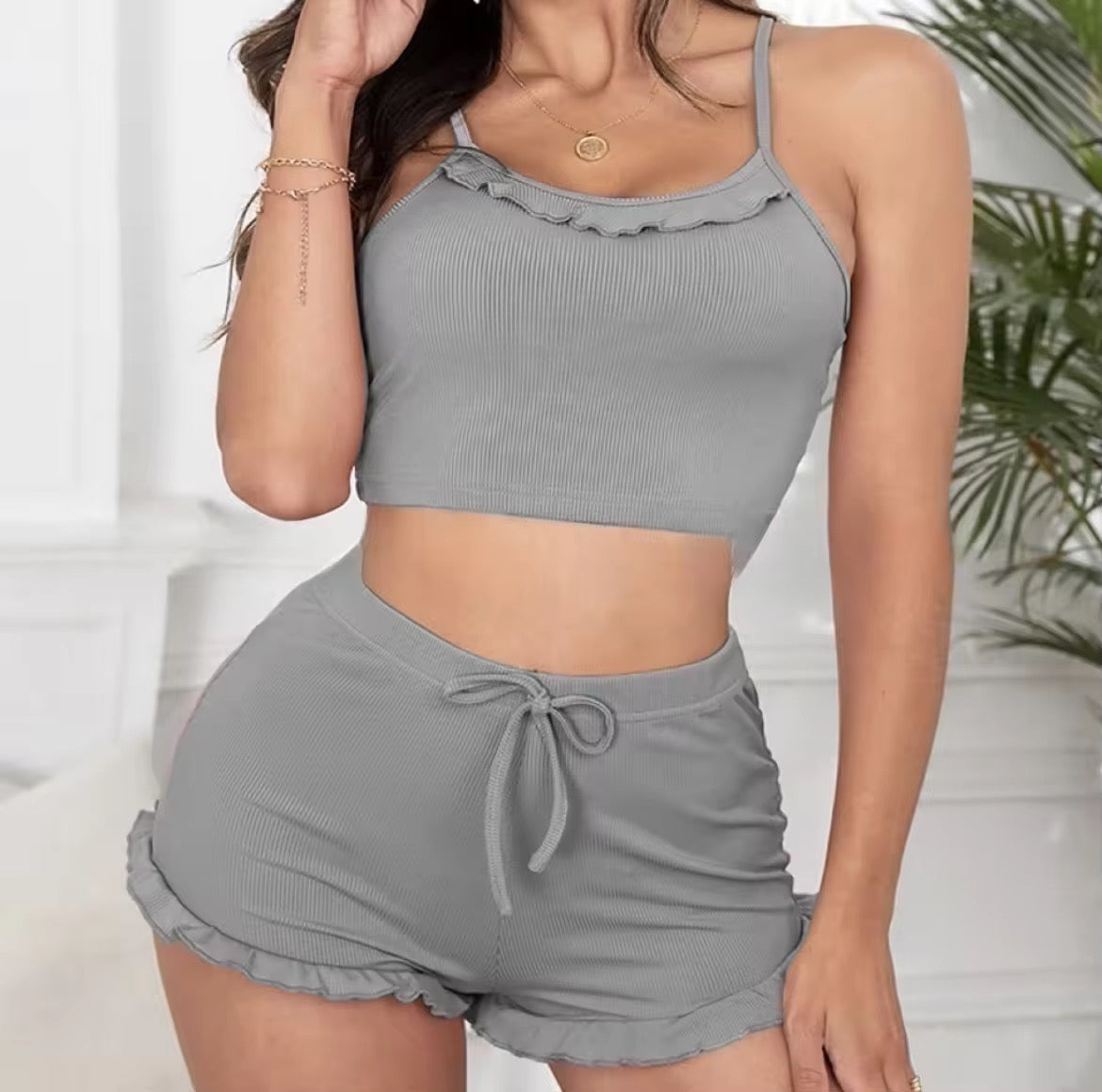 Plain Short n cami Set