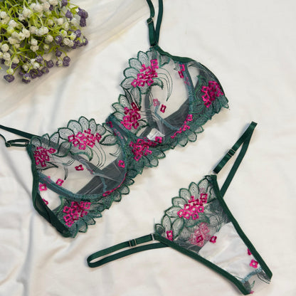 Spring Breeze Net Bra Set