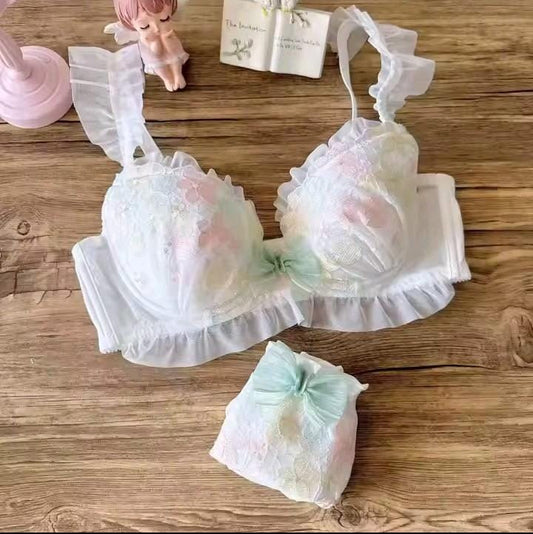 Floral Embroidered Bra Set
