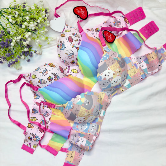 Cartoon Print Seamless Bra