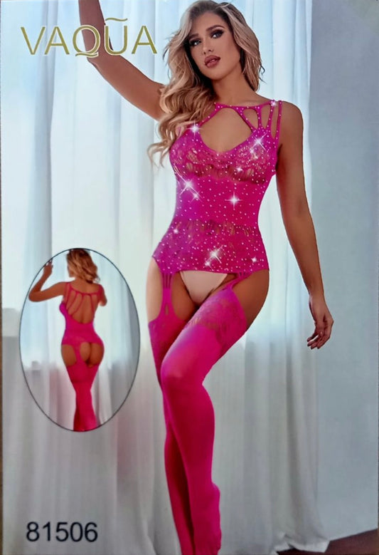 Hot Pink Shimmer Full Body Stockings