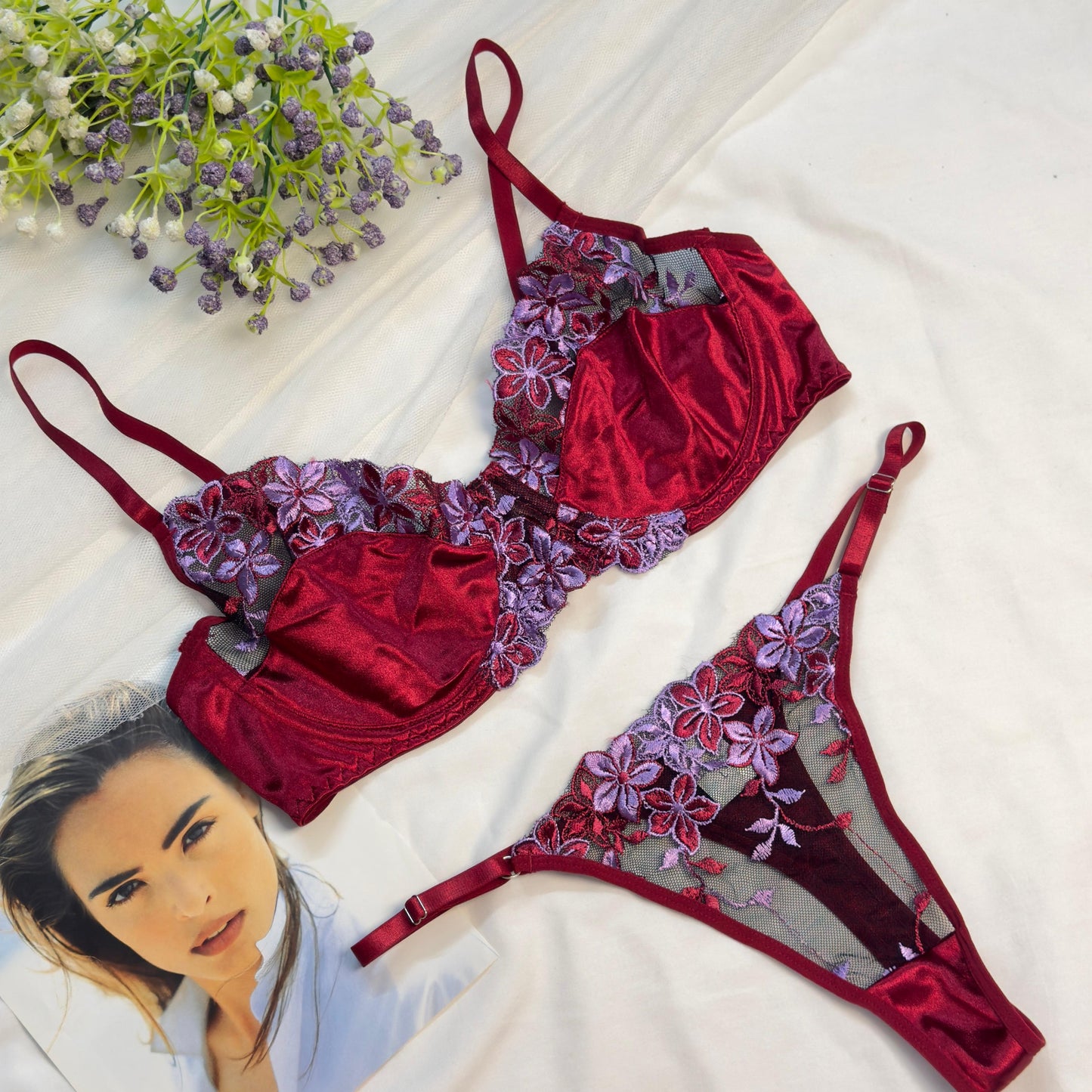 Silk Net Bra Set