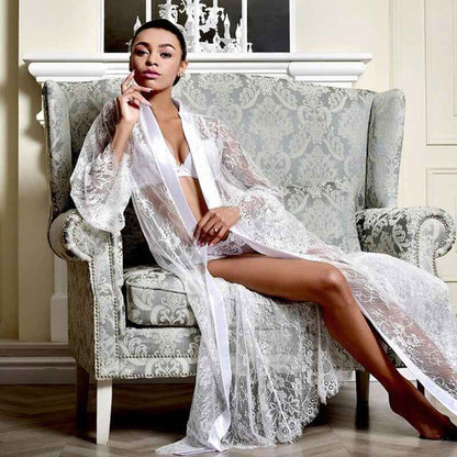 Stylish Long Net Gown with Thong