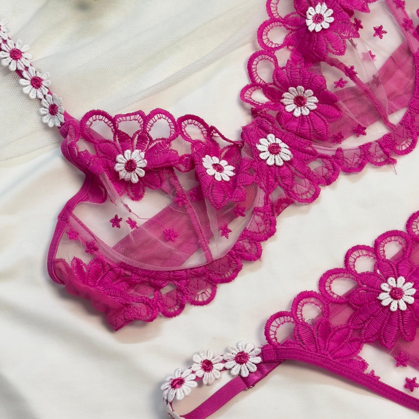 Summer Pink Net Bra Set