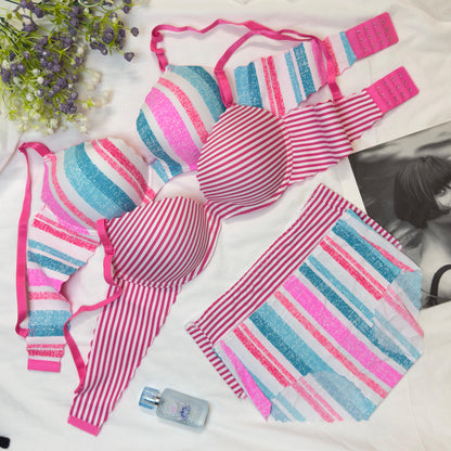 Wired Funky Stripes Print Bra Set