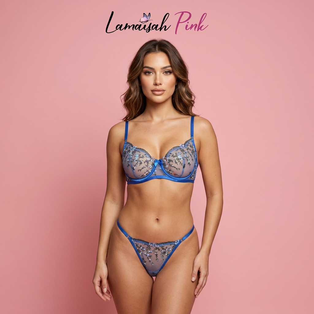 Netdesign Bra Floral Embroidered Net bra set – Lamaisah pink