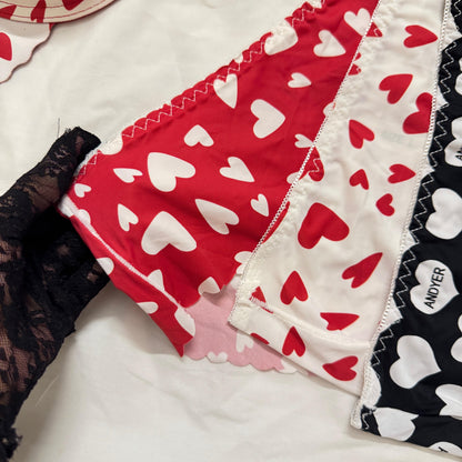 Heart Print Soft Bra Set