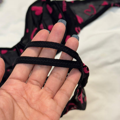 Net Love Print in Velvet Bra Set
