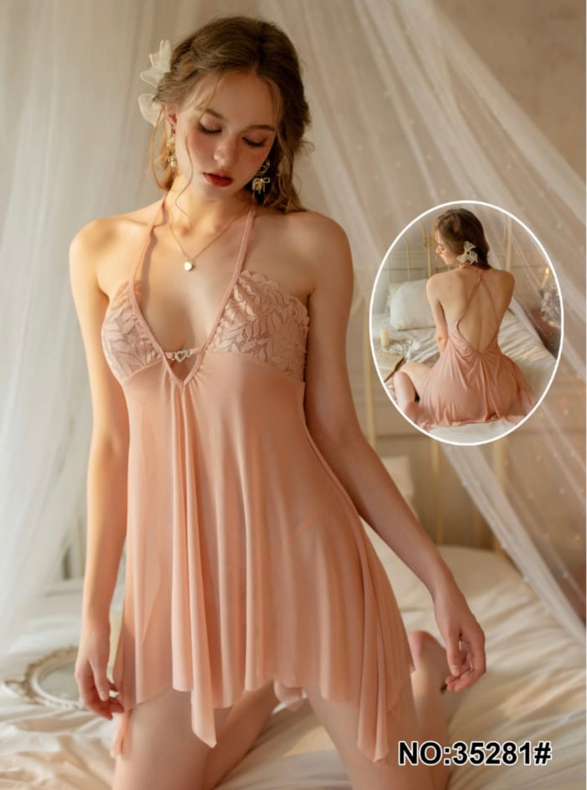 Net Powder Peach Lingerie