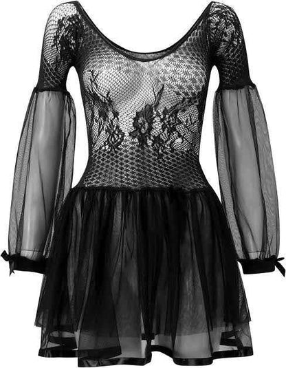 Half net half body stocking short dress