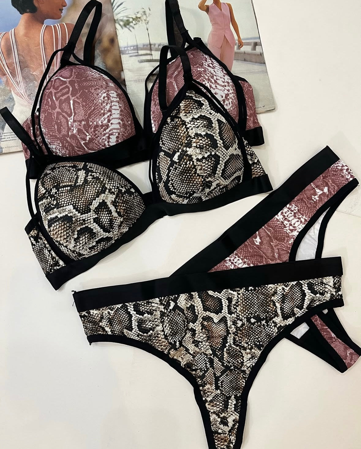 Snake Print Free Size Bra Set🐍