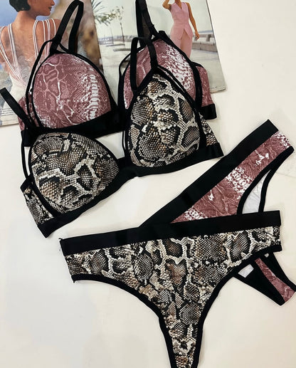 Snake Print Free Size Bra Set🐍