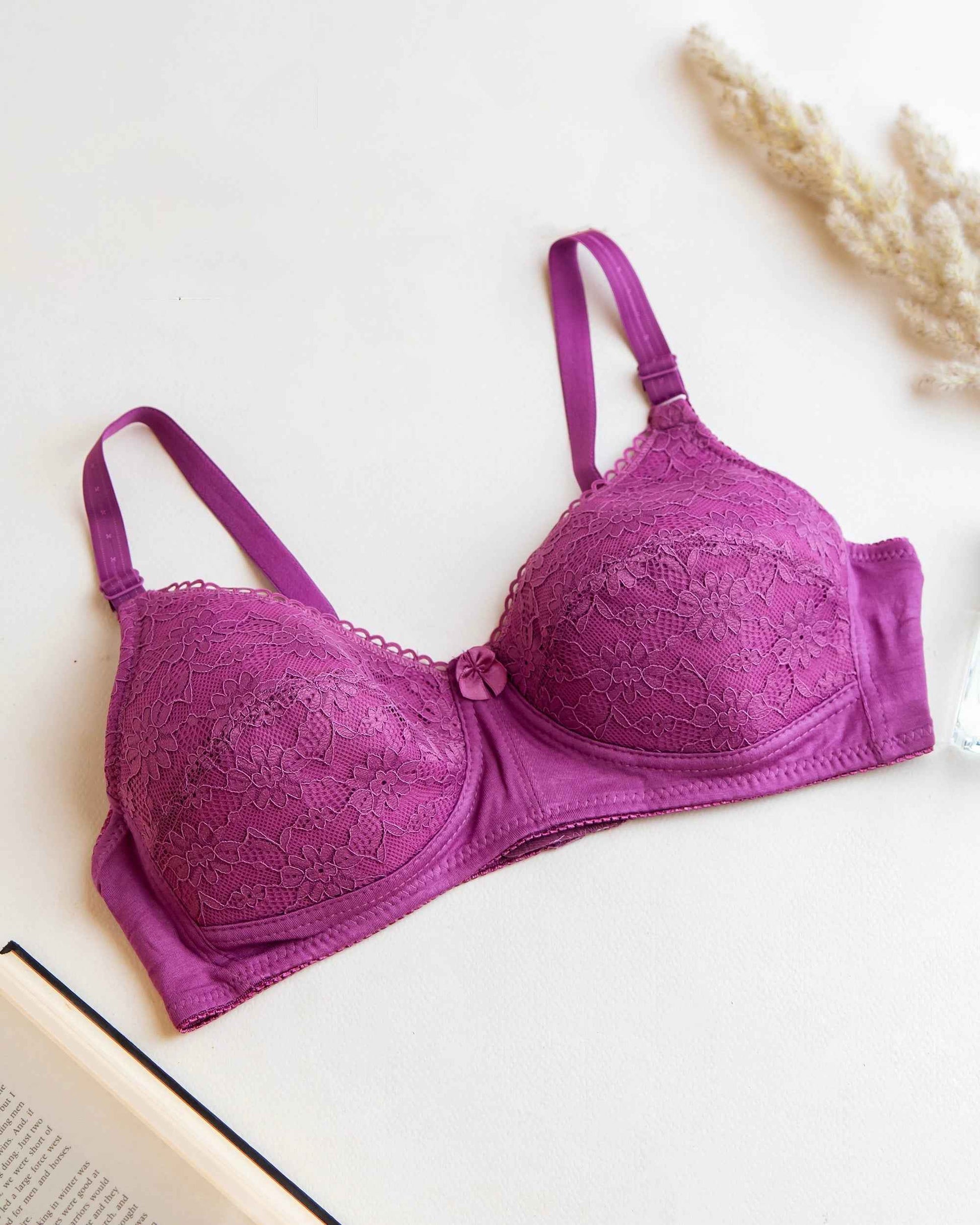 Floral Pattern Thin Pad Bra(Non Wired)