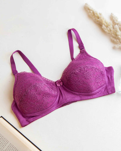 Floral Pattern Thin Pad Bra(Non Wired)